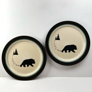 White River Home Timberline Cabin Bear in the Woods 10.5” Dinner Plates Set of 2